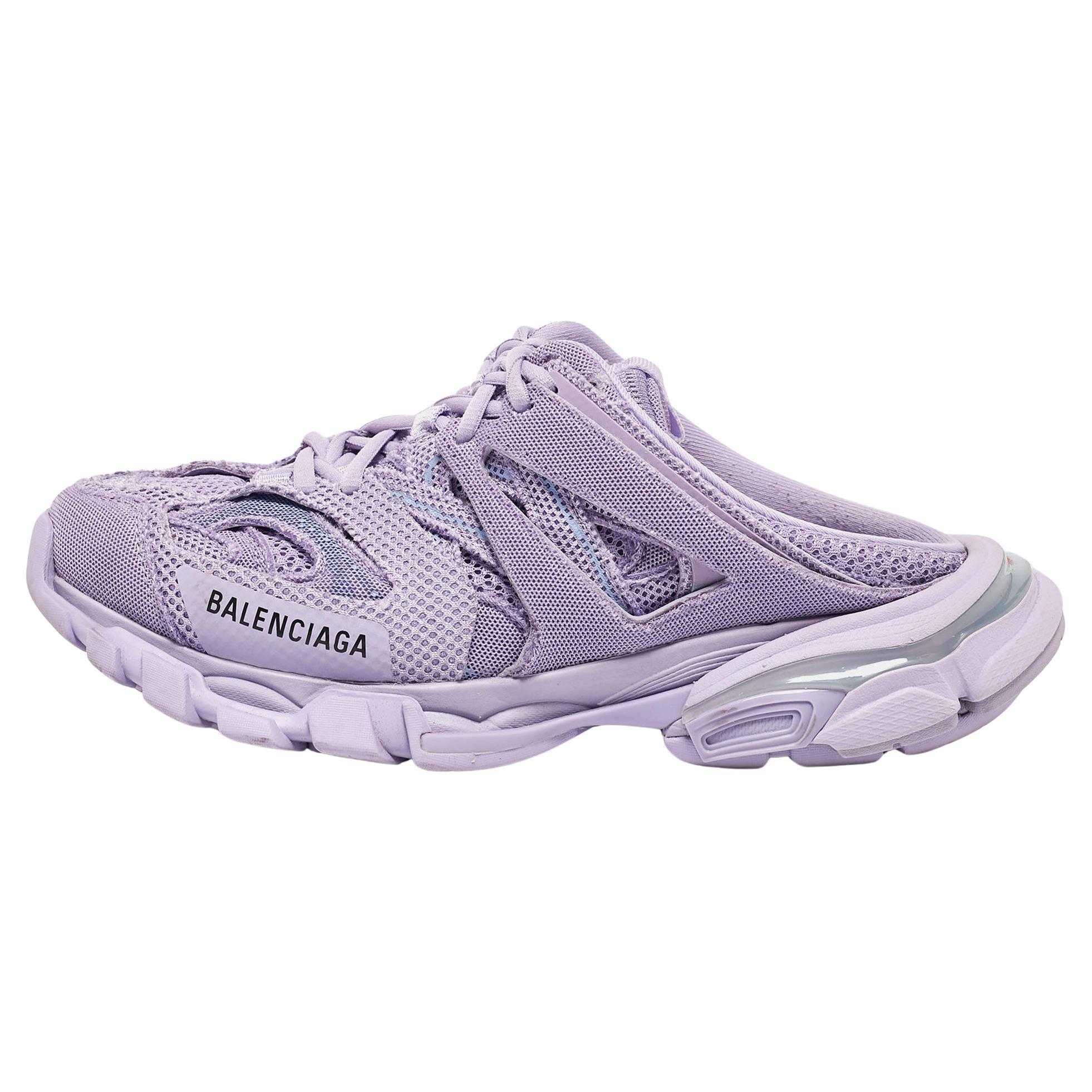 Balenciaga Lilac Mesh Track Mule Sneakers Size 39 For Sale