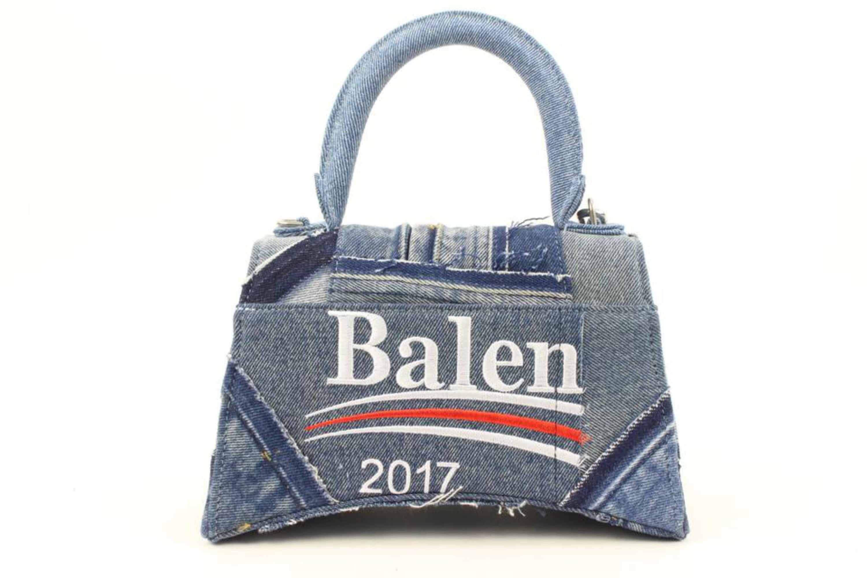 Balenciaga Limited Upcycled Denim  Small Hourglass Top Handle Crossbody 124ba5 4