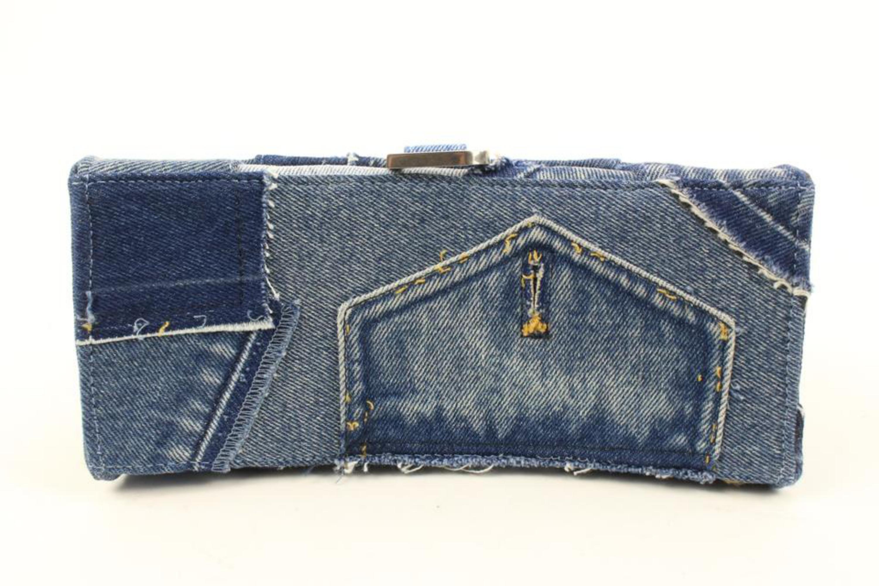 Balenciaga - Denim recyclé, édition limitée  Petit sac à main en forme de sablier avec poignée supérieure 124ba5 Neuf à Dix hills, NY