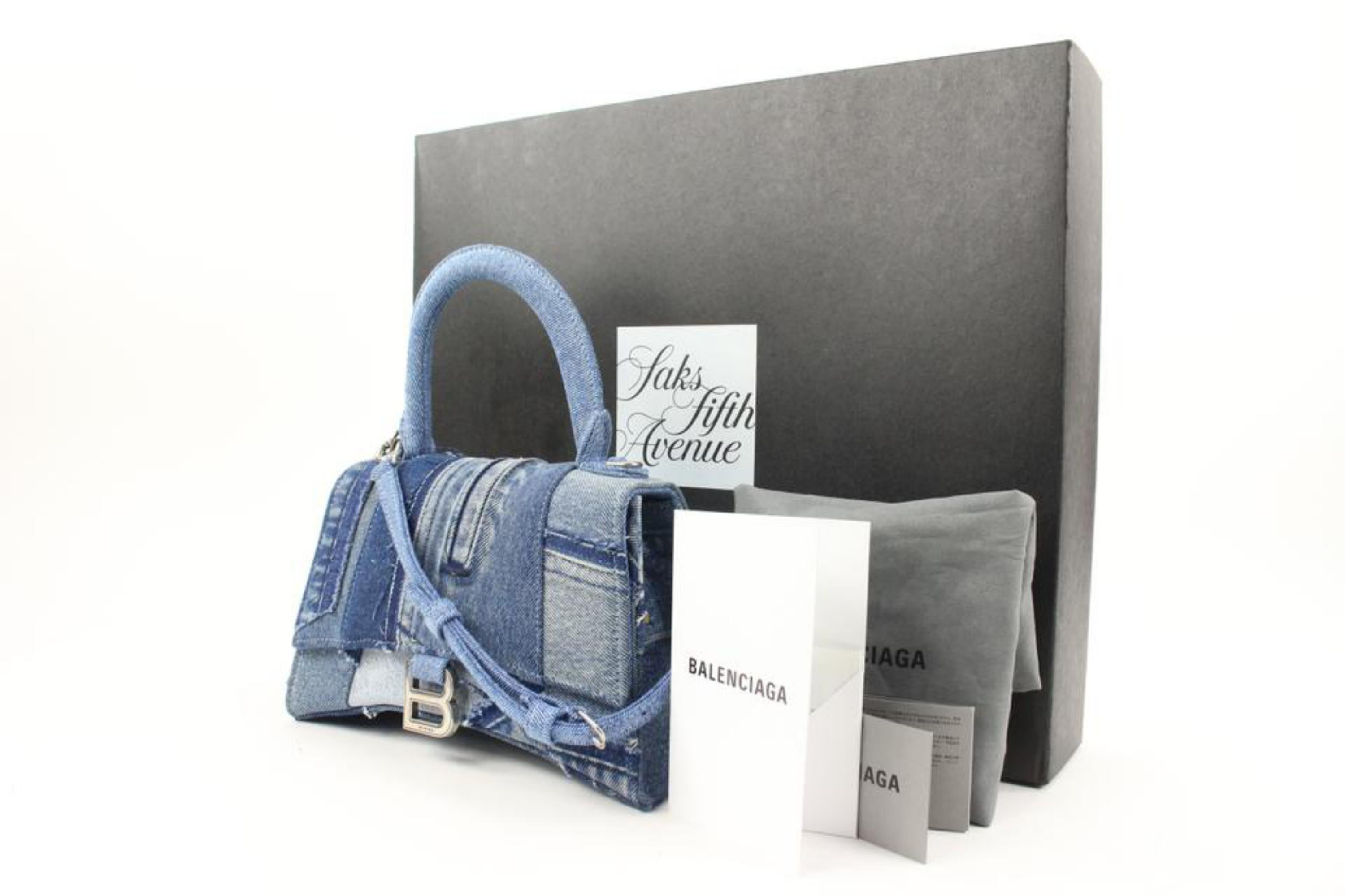 Balenciaga - Denim recyclé, édition limitée  Petit sac à main en forme de sablier avec poignée supérieure 124ba5 3