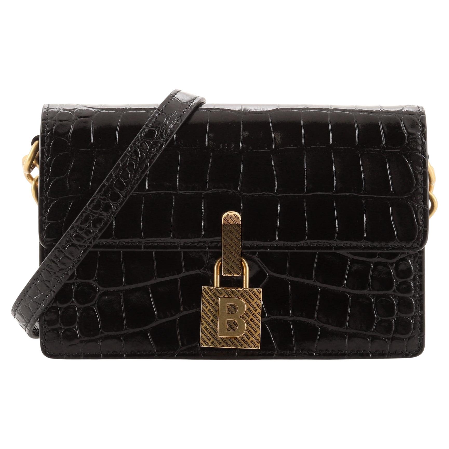 Balenciaga Lock Bag Crocodile Embossed Leather Small at 1stDibs | baal ...