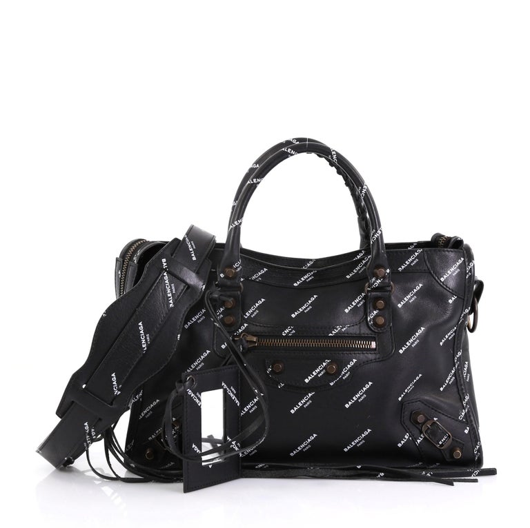 Balenciaga Logo City Classic Studs Bag Leather Small at 1stDibs