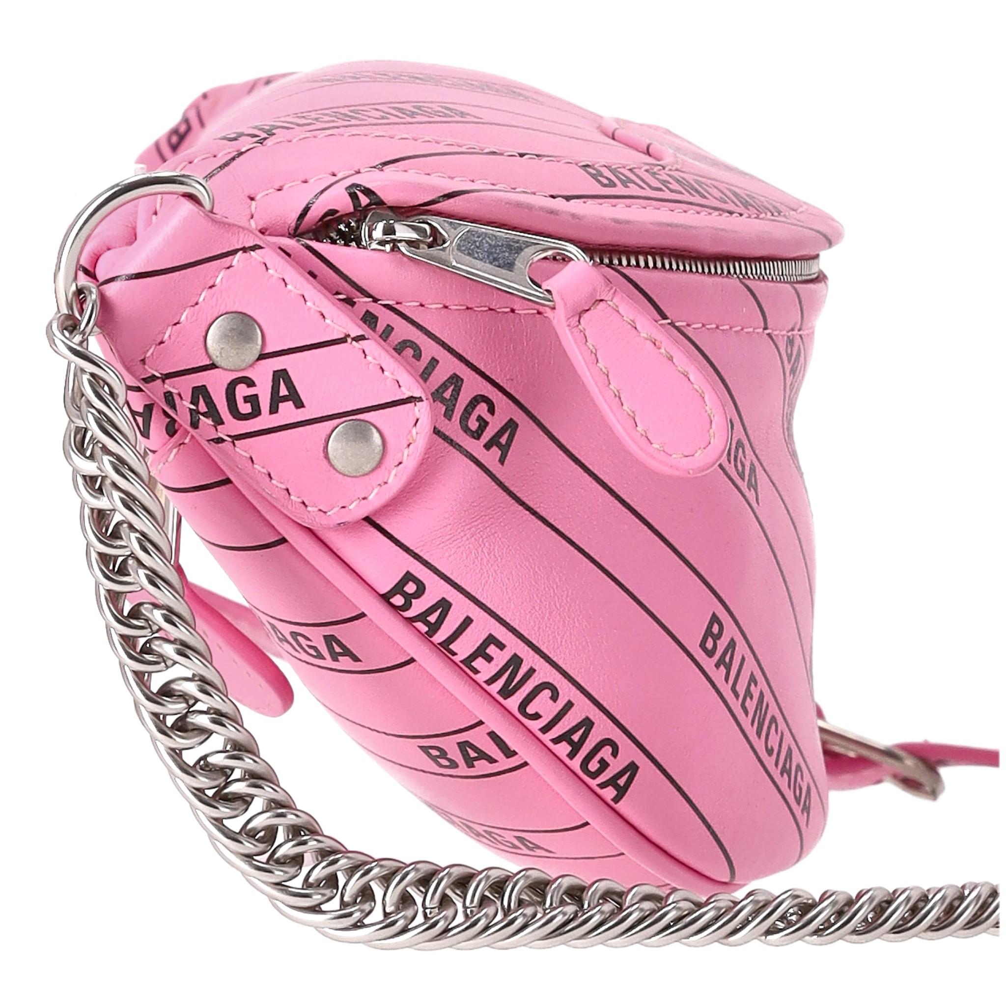 Pink Balenciaga Logo Souvenir Leather Belt Bag For Sale