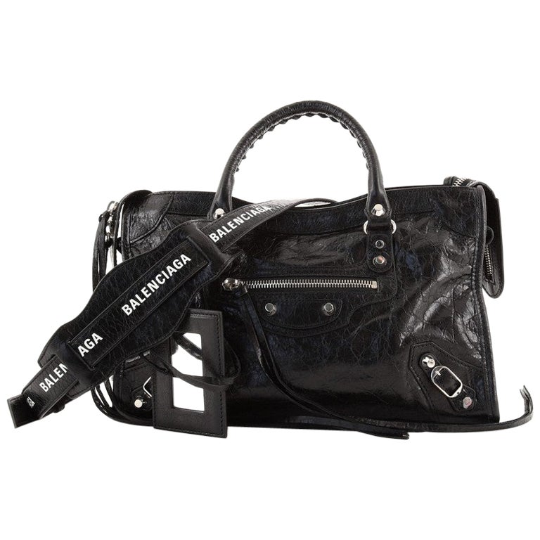 Balenciaga Logo Strap City Classic Studs Bag Leather Small