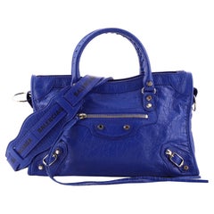 Balenciaga Logo Strap City Classic Studs Bag Leather Small