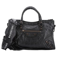 Balenciaga Logo Strap City Classic Studs Bag Leather Small