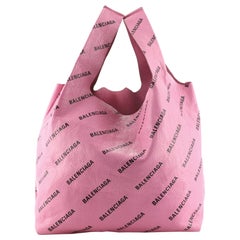 Balenciaga Logo Supermarket Shopper Bag Printed Leather Medium