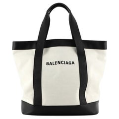 Balenciaga Logo Tote Canvas and Leather Large