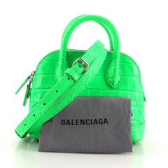 Balenciaga Logo Ville Bag Crocodile Embossed Leather XXS