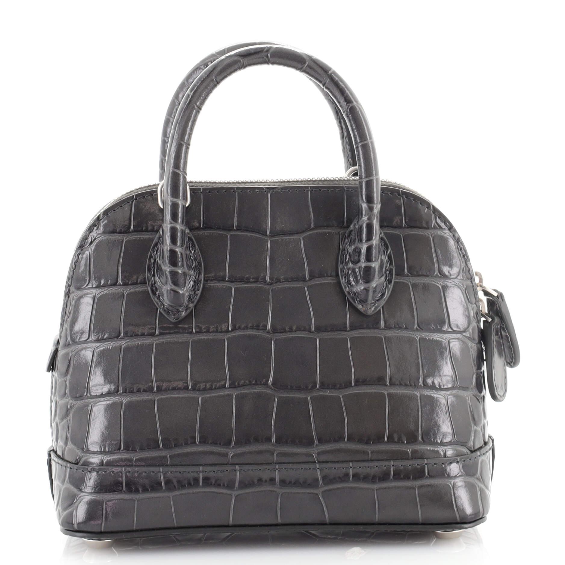 Balenciaga Logo Ville Bag Crocodile Embossed Leather XXS In Good Condition In NY, NY