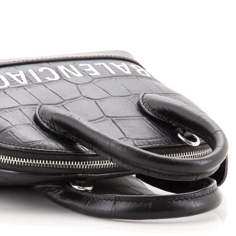Women's or Men's Balenciaga Logo Ville Bag Crocodile Embossed Leather XXS