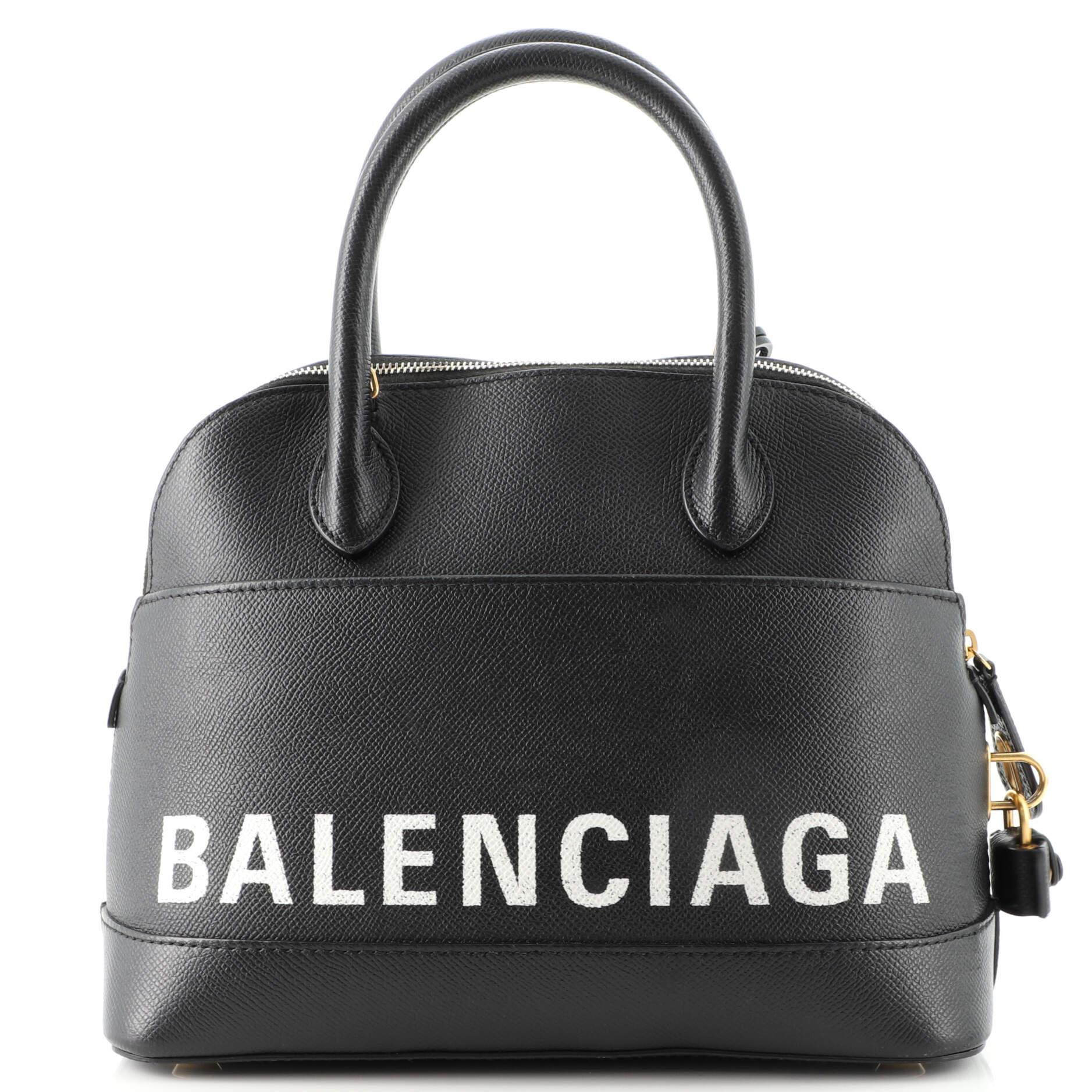 Black Balenciaga Logo Ville Bag Leather Small