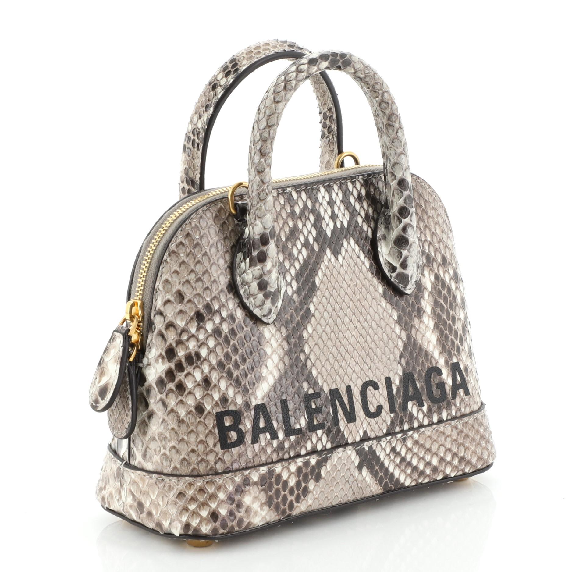 Gray Balenciaga Logo Ville Bag Python XXS