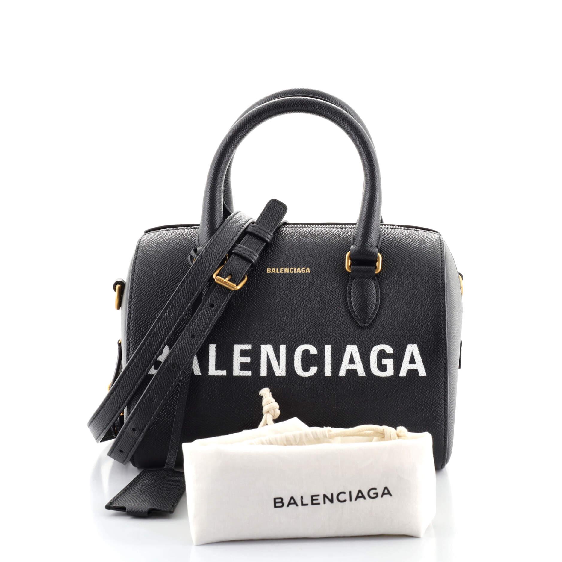 Balenciaga Logo Ville Bowling Bag Leather Small at 1stDibs