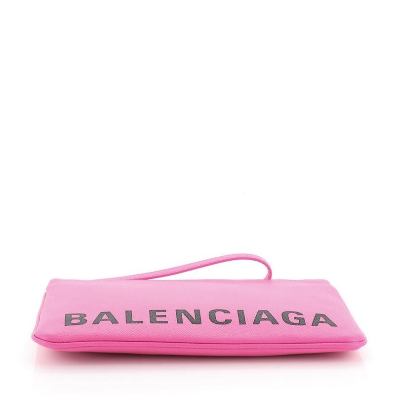 Women's or Men's Balenciaga Logo Ville Wristlet Pouch Leather Medium