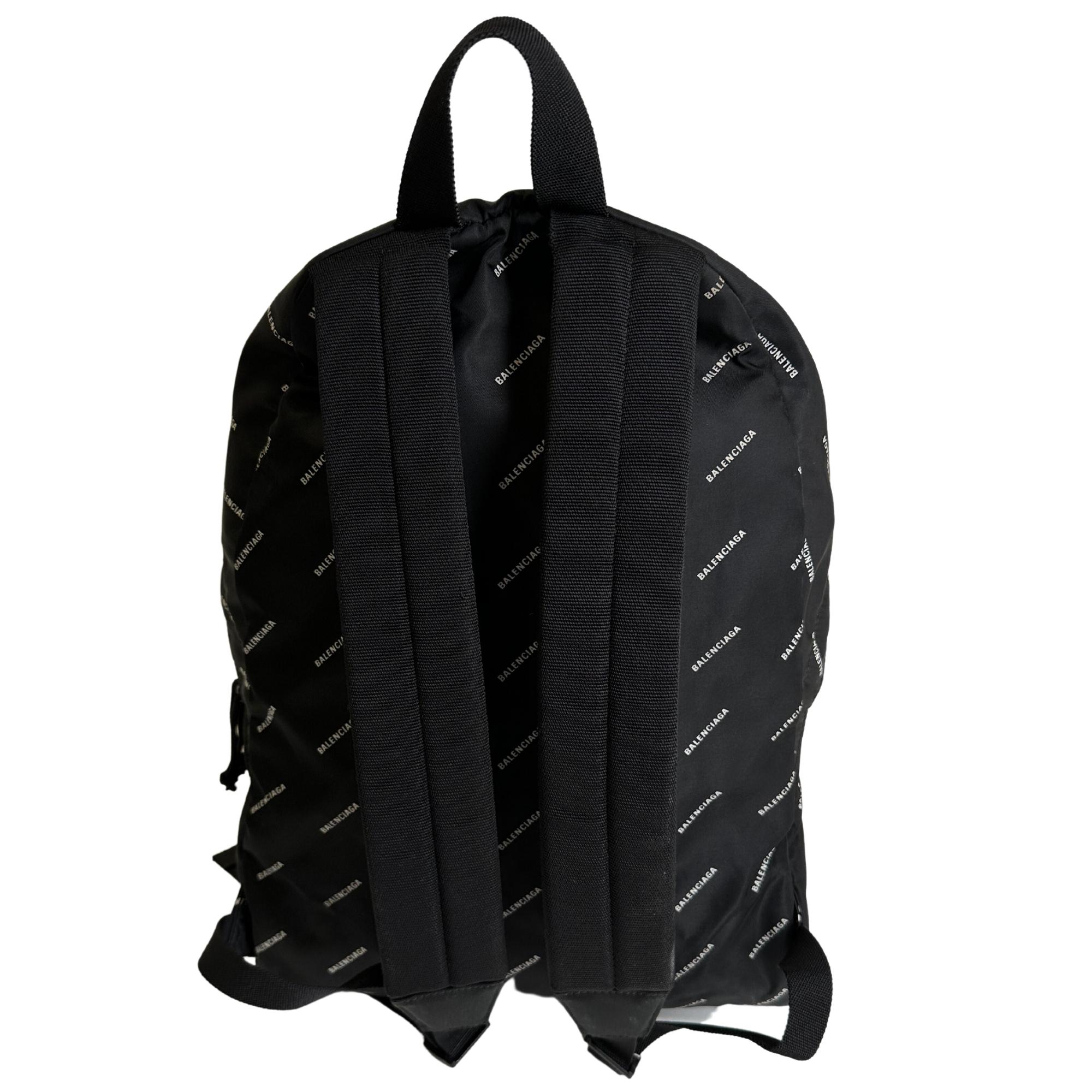 Women's Balenciaga Logos Nylon Black White Explorer Backpack For Sale