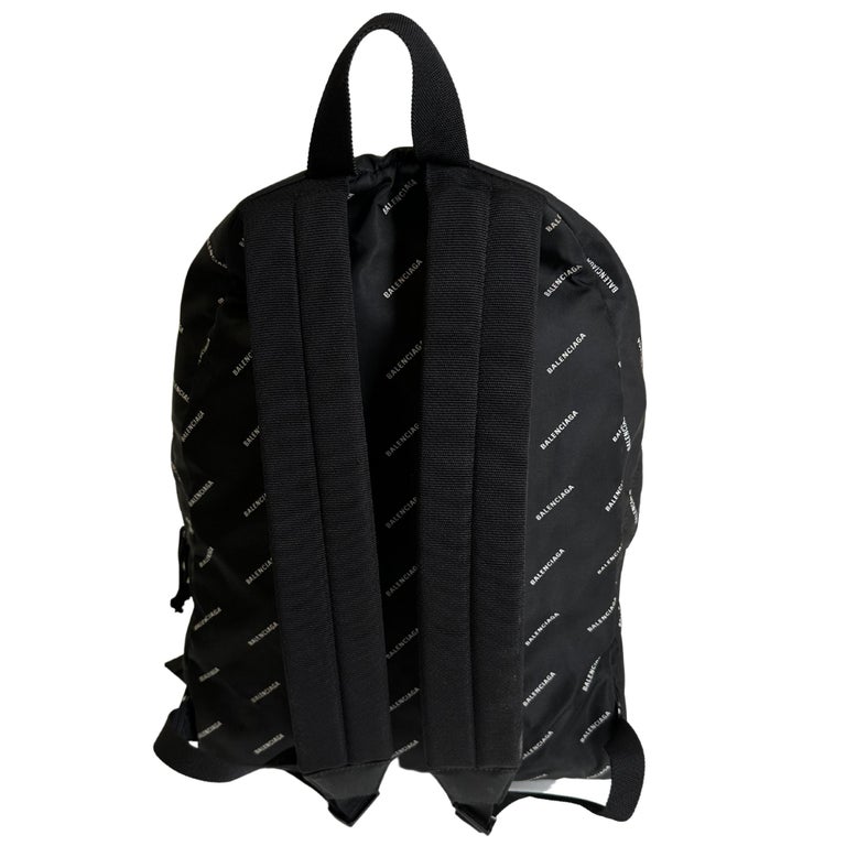 Balenciaga Logos Nylon Black White Explorer Backpack For Sale at
