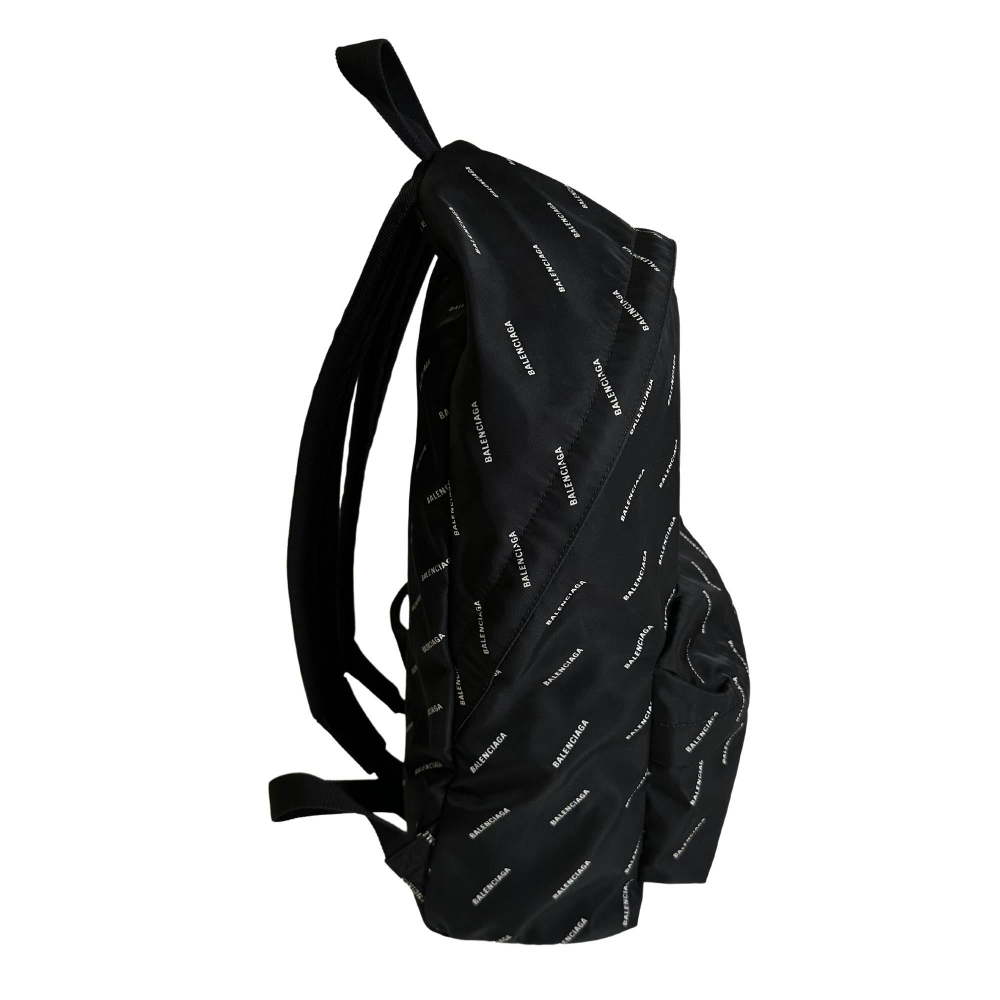 Balenciaga Logos Nylon Black White Explorer Backpack For Sale 1