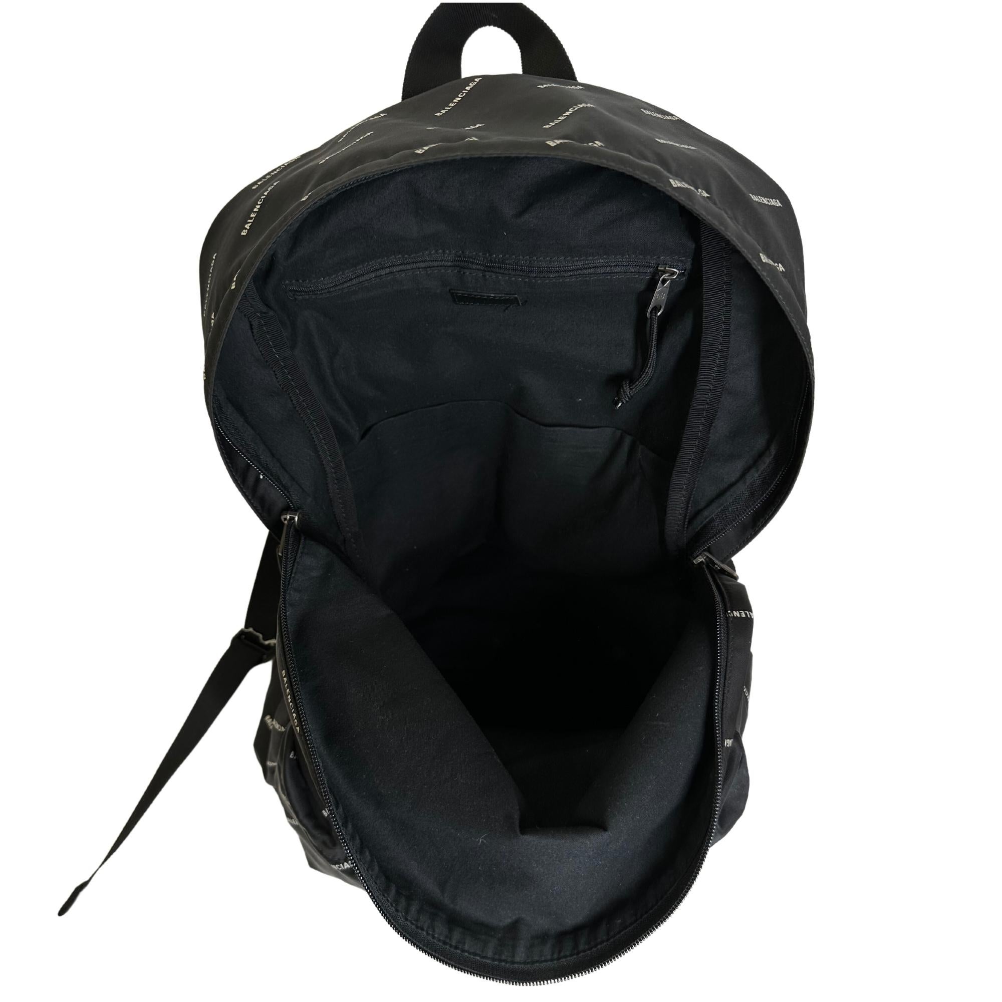 Balenciaga Logos Nylon Black White Explorer Backpack For Sale 2
