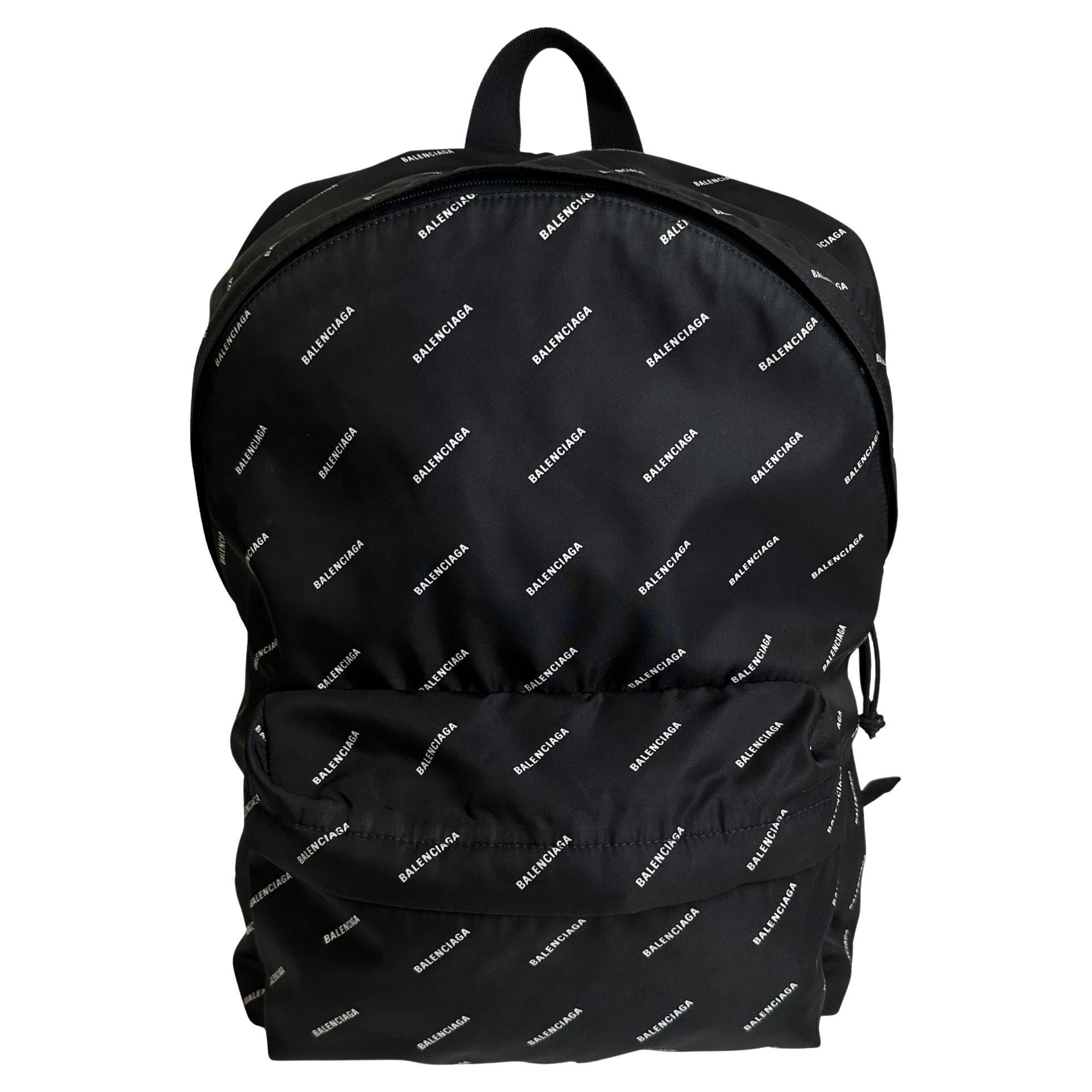 Balenciaga Logos Nylon Black White Explorer Backpack For Sale