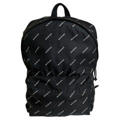 Used Balenciaga Logos Nylon Black White Explorer Backpack