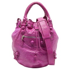 Balenciaga Magenta Leather GCH 21 Pompon Hobo