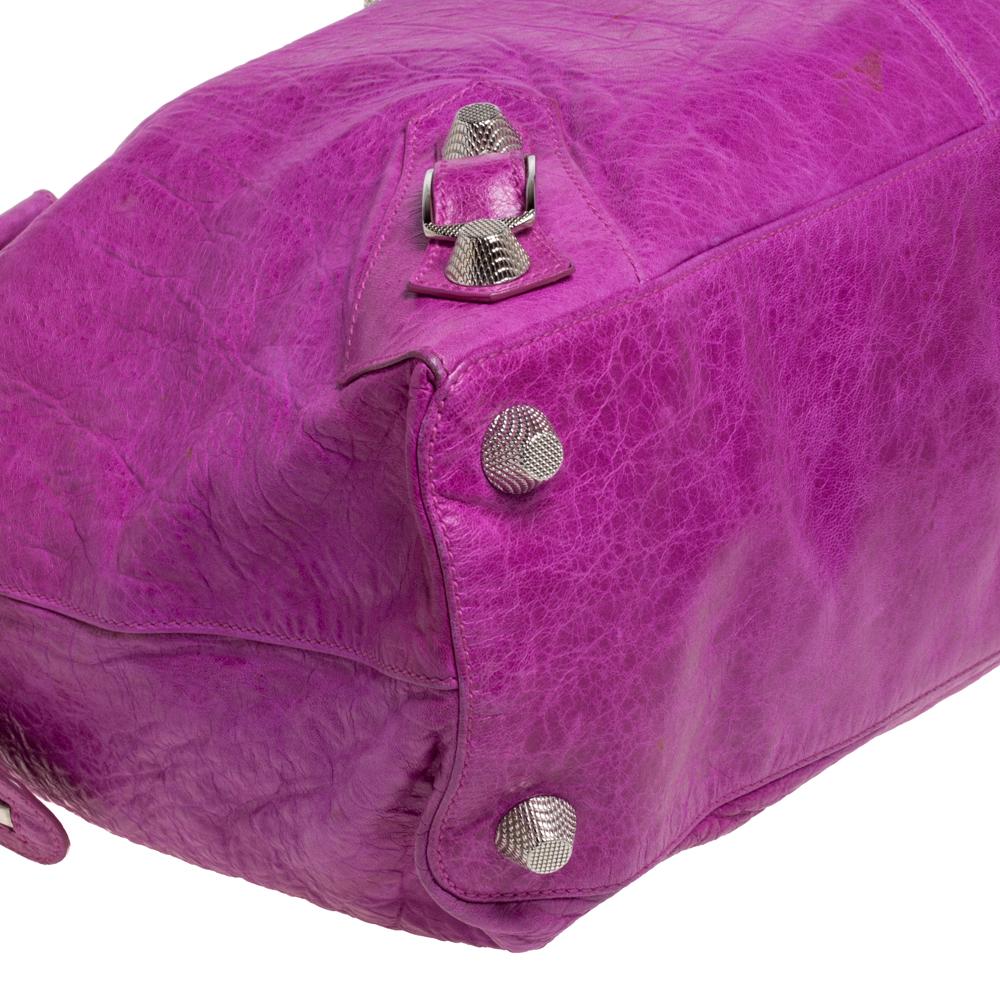 Balenciaga Magenta Leather RTT Silver Giant Hardware Bag 5