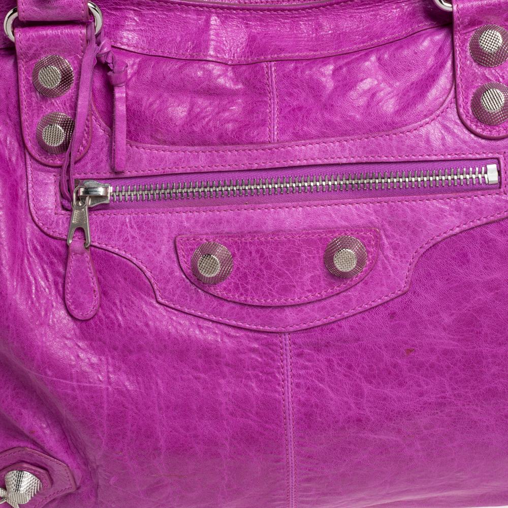 Balenciaga Magenta Leather RTT Silver Giant Hardware Bag 6