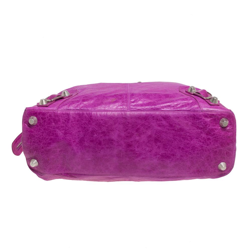 Women's Balenciaga Magenta Leather RTT Silver Giant Hardware Bag