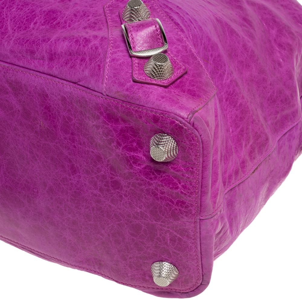Balenciaga Magenta Leather RTT Silver Giant Hardware Bag 4