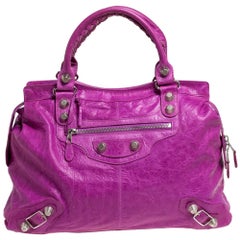 Balenciaga Magenta Leather RTT Silver Giant Hardware Bag