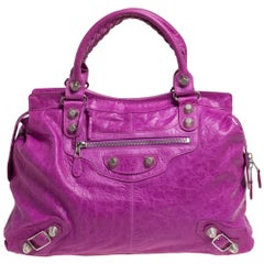 Balenciaga Magenta Leather RTT Silver Giant Hardware Bag