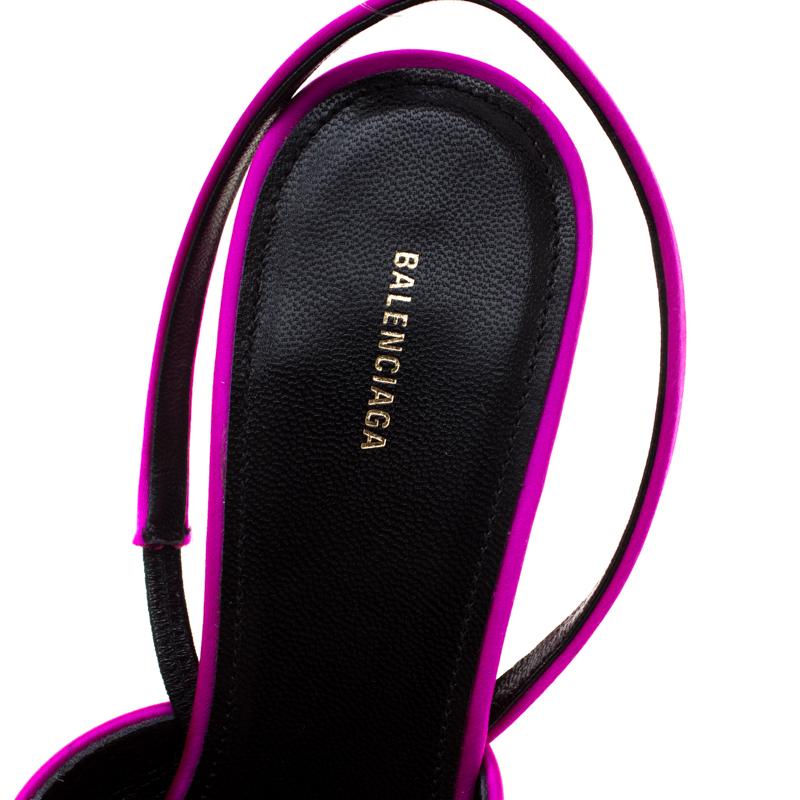 Balenciaga Magenta Satin Knife Bow Slingback Sandals Size 39.5 1