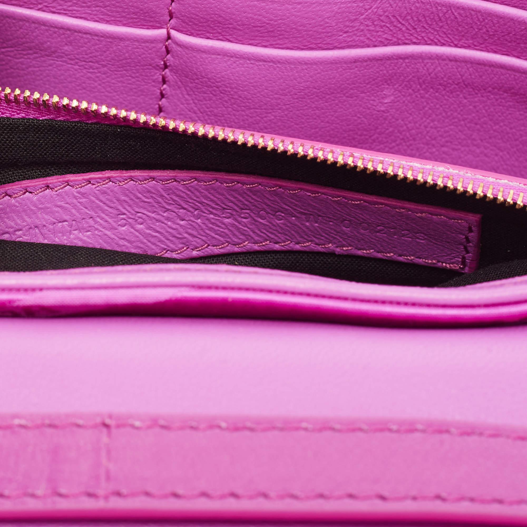Balenciaga Majenta Jacquard Fabric And Leather Shift S Wallet On Strap 8