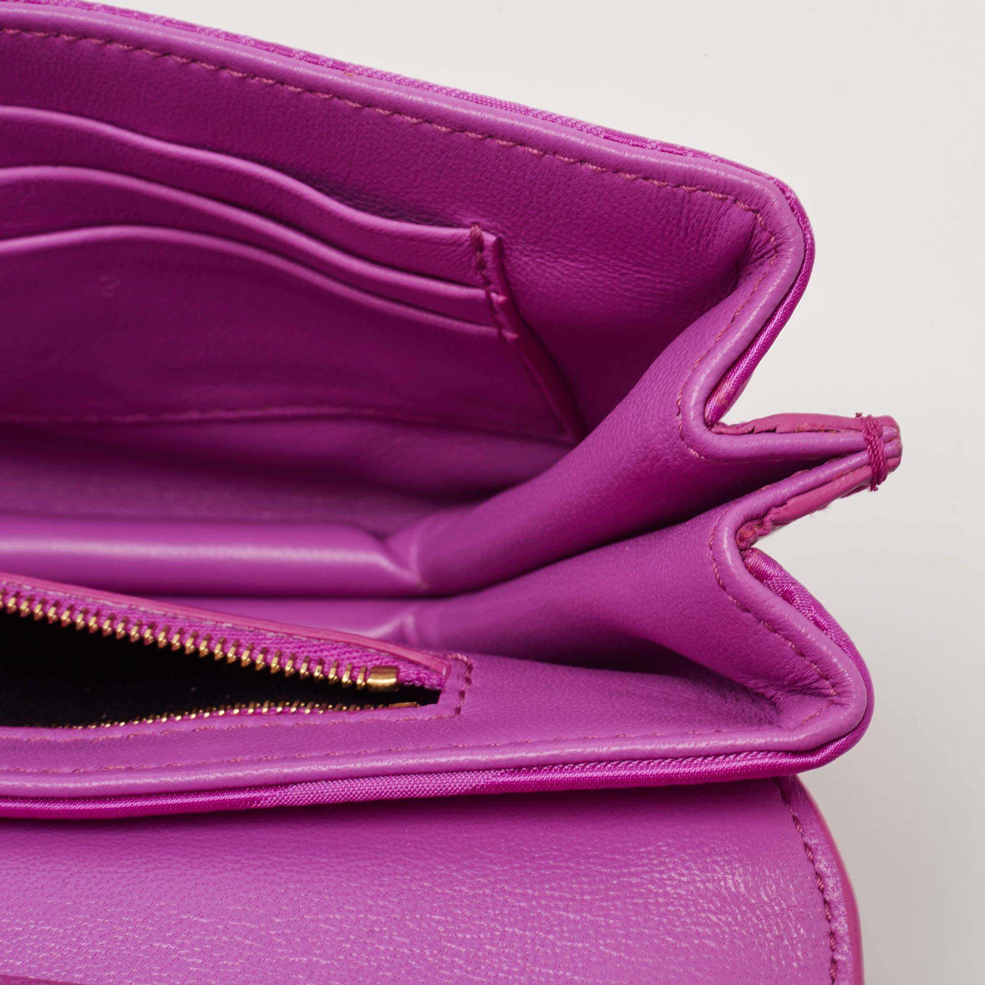 Balenciaga Majenta Jacquard Fabric And Leather Shift S Wallet On Strap 9
