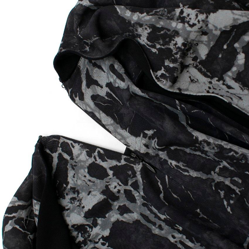 Black Balenciaga Marble Print Trompe L'oeil Short Sleeve Dress FR 36 / US 4