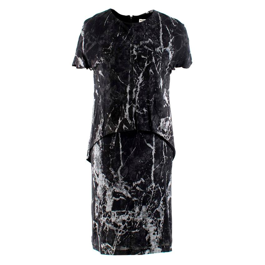 Balenciaga Marble Print Trompe L'oeil Short Sleeve Dress FR 36 / US 4