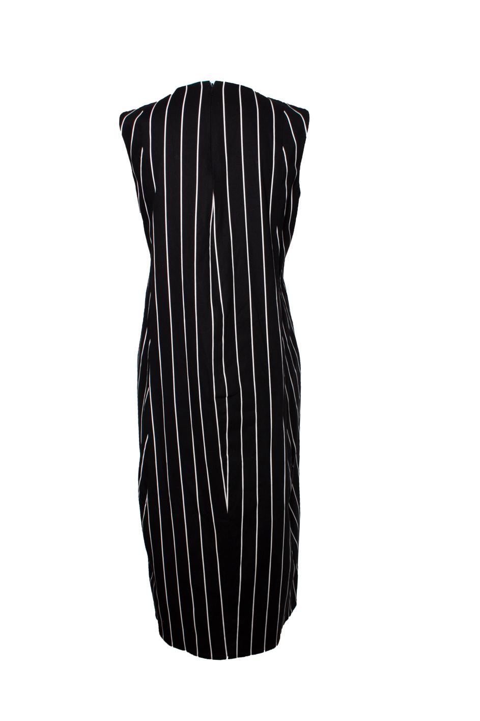 Noir Balenciaga, Robe longue à imprimé rayé en vente