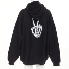 BALENCIAGA Melting Smiley Face Unifit black cotton oversized hoodie sweatshirt
