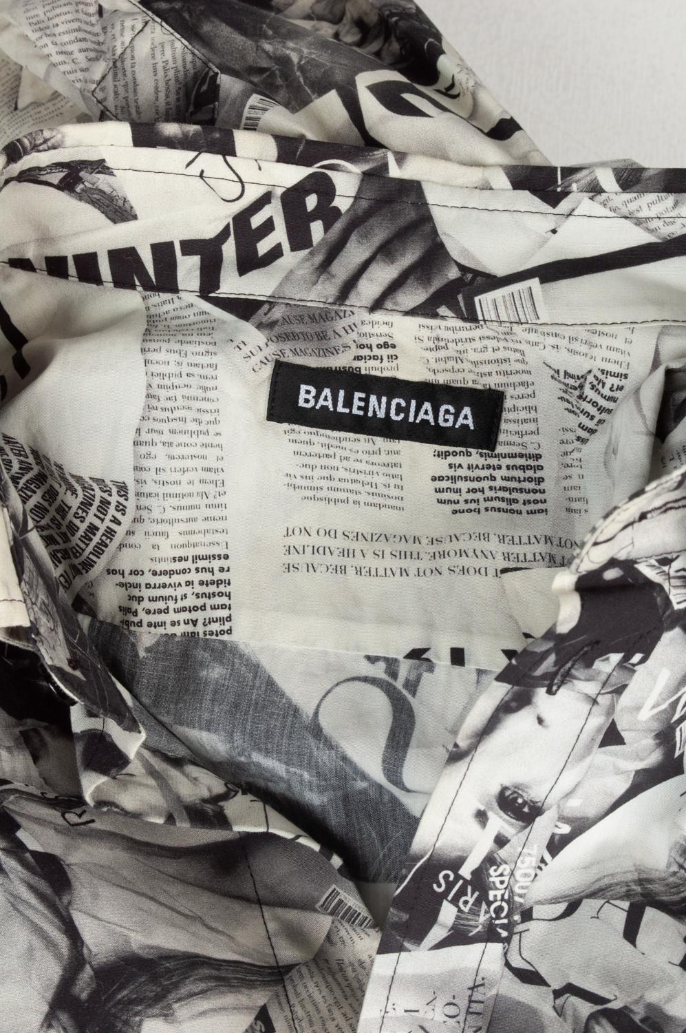 Balenciaga Men Shirt Newspaper Magazine print Size 39 (XL), S656 For Sale 1