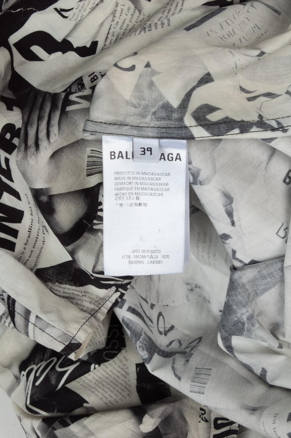 Balenciaga Men Shirt Newspaper Magazine print Size 39 (XL), S656 For Sale 2