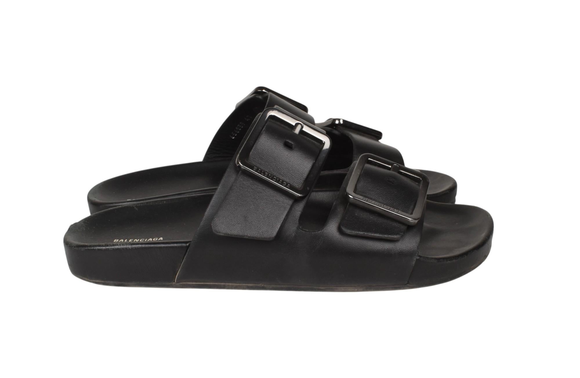 Balenciaga Zapatillas Hombre Zapatos Verano Piel Talla EUR41, UK 6 ½, USA 7 1/2 Negro en venta