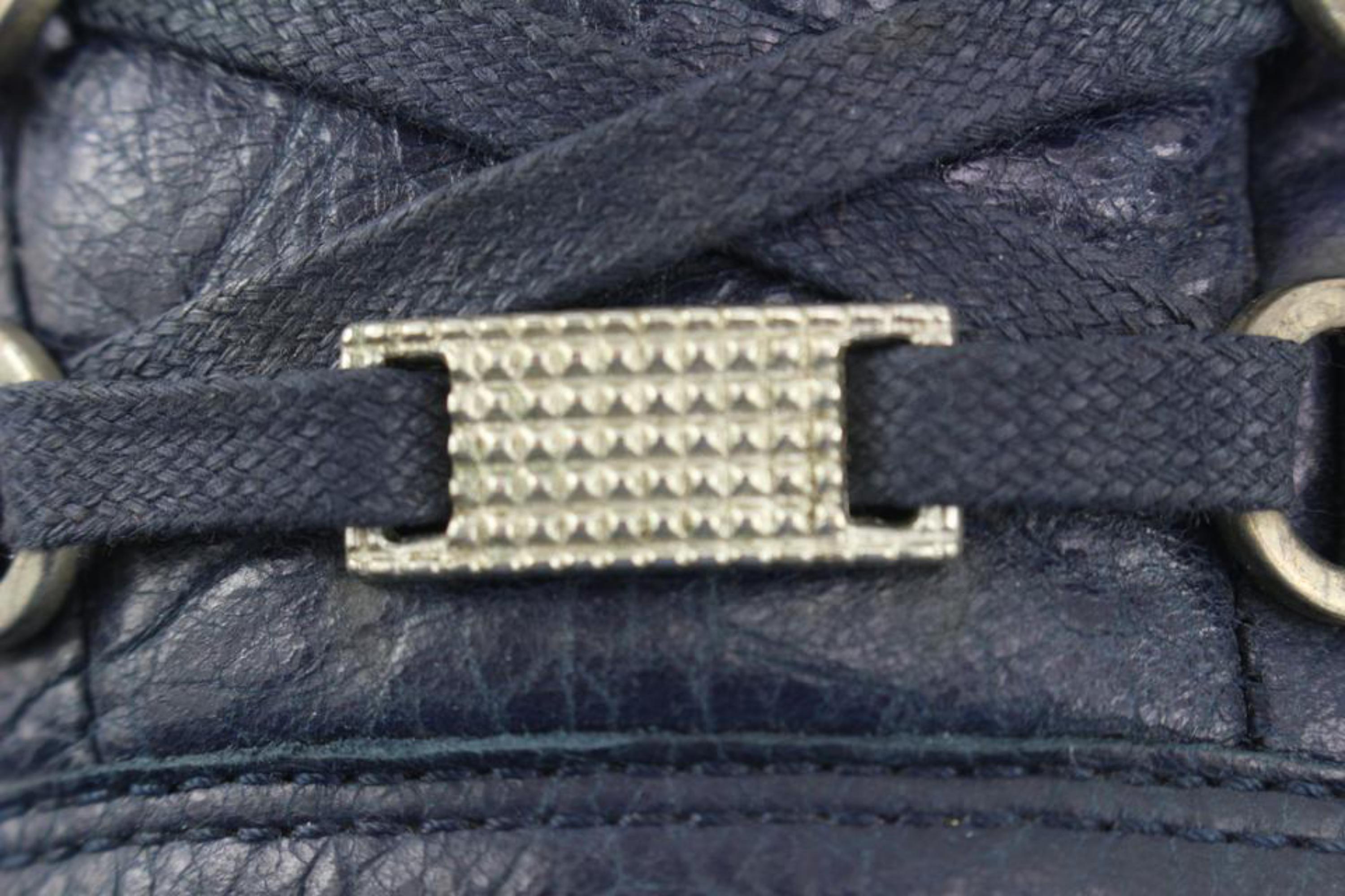 Balenciaga Men's 44 Navy Leather Arena Sneakers 7BA113 For Sale 3