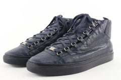 Balenciaga Men's 44 Navy Leather Arena Sneakers 7BA113