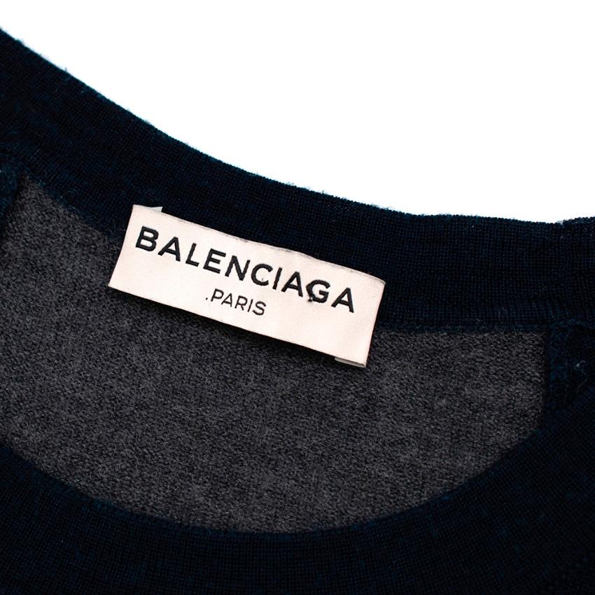Balenciaga Men's Navy & Gray Panel Sweatshirt - Size M For Sale 2