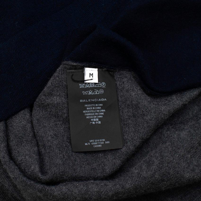 Balenciaga Men's Navy & Gray Panel Sweatshirt - Size M For Sale 4
