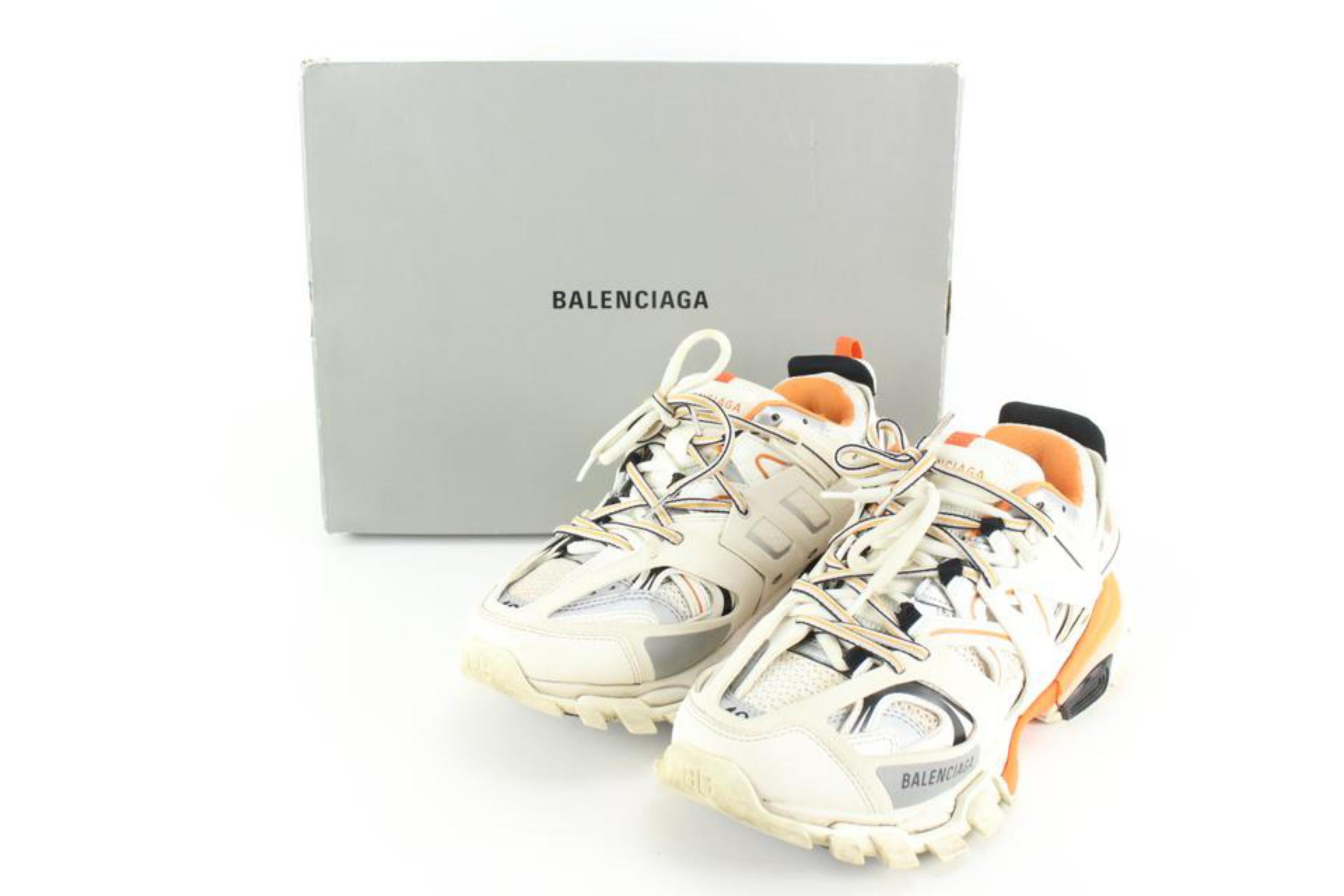 Balenciaga Men's Size 40 Or US 10 White X Orange Trainer Lace Up Sneaker C 6
