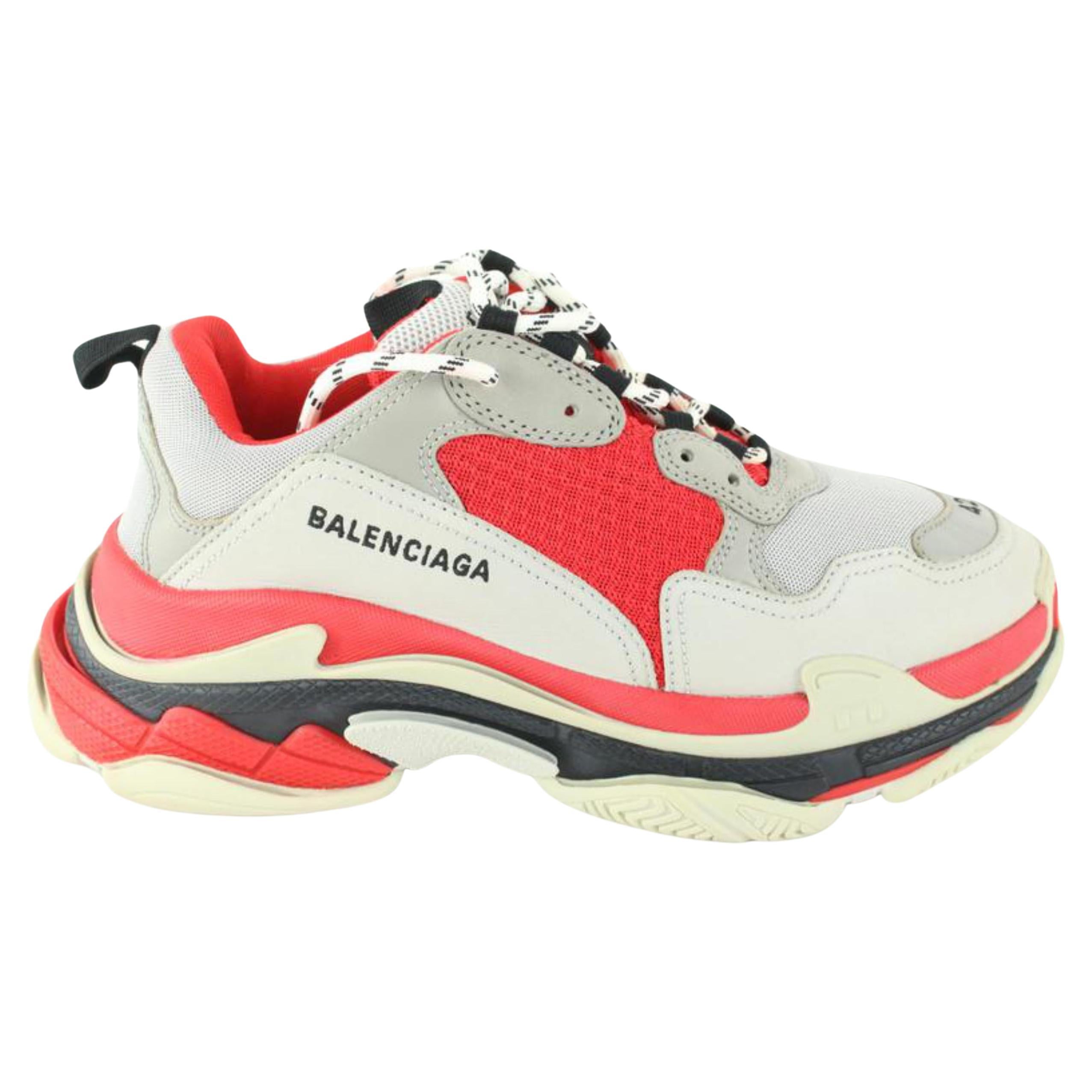 Balenciaga Men's US 9 or 42 Grey x Red Triple S Sneaker 18ba531s For Sale