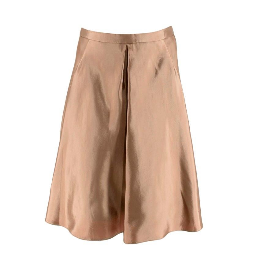 Balenciaga Metallic Beige Silk-Blend Satin A-Line Skirt For Sale