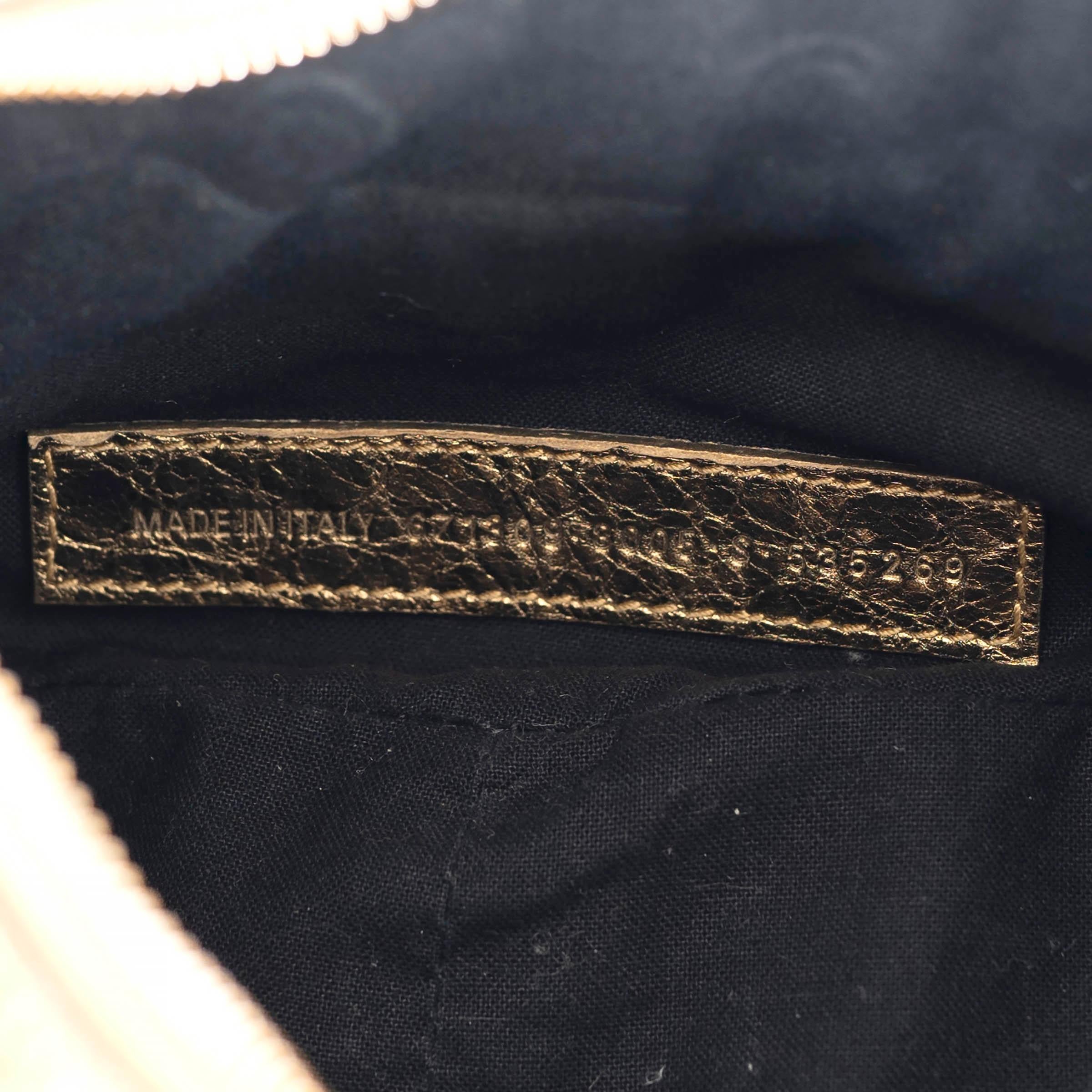 BALENCIAGA metallic gold Arena distressed leather LE CAGOLE XS Shoulder Bag For Sale 4